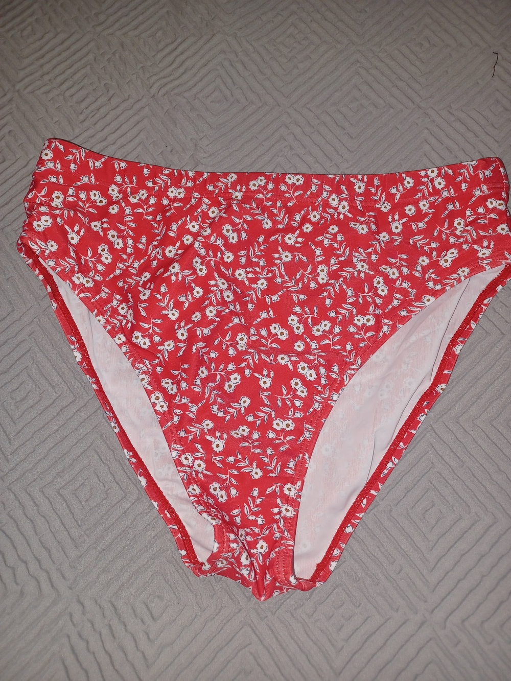High-Waist Floral Bikini Bottoms in Red